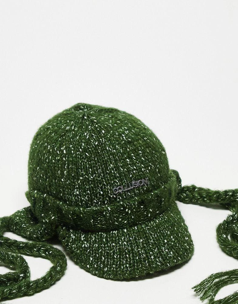 商品COLLUSION|COLLUSION Unisex knitted cap with tassels in green,价格¥61,第1张图片