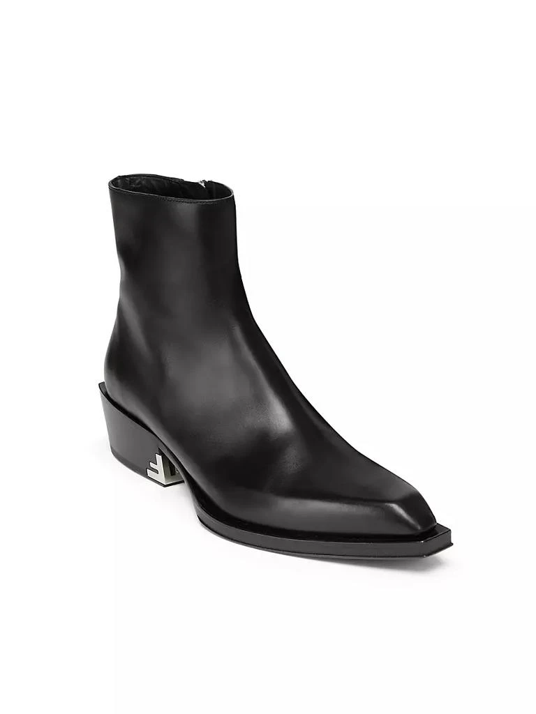 商品Fendi|Leather Stacked Heel Ankle Boots,价格¥12446,第4张图片详细描述