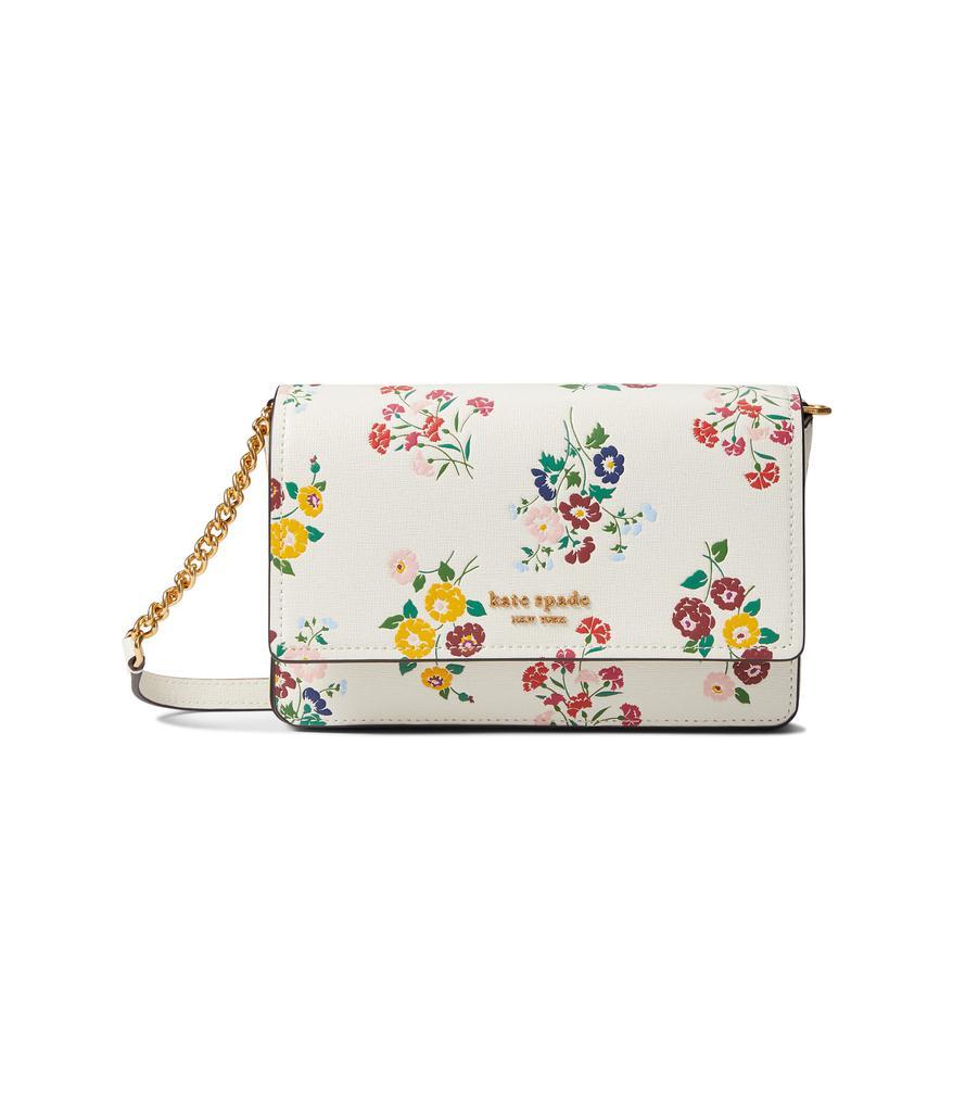 商品Kate Spade|Morgan Bouquet Toss Embossed Saffiano Leather Flap Chain Wallet,价格¥1891,第1张图片