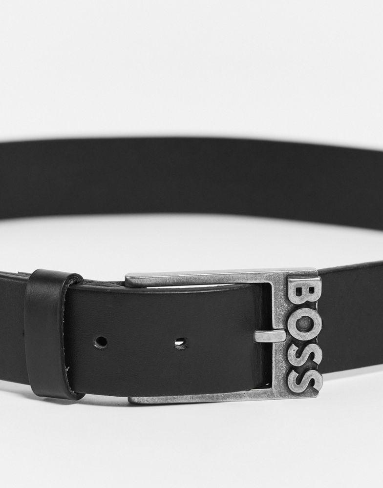 BOSS Black Simo leather belt in black商品第4张图片规格展示