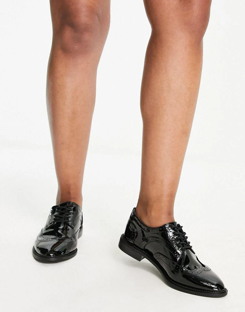 商品ASOS|ASOS DESIGN Wide Fit More flat lace up shoes in black,价格¥270,第3张图片详细描述