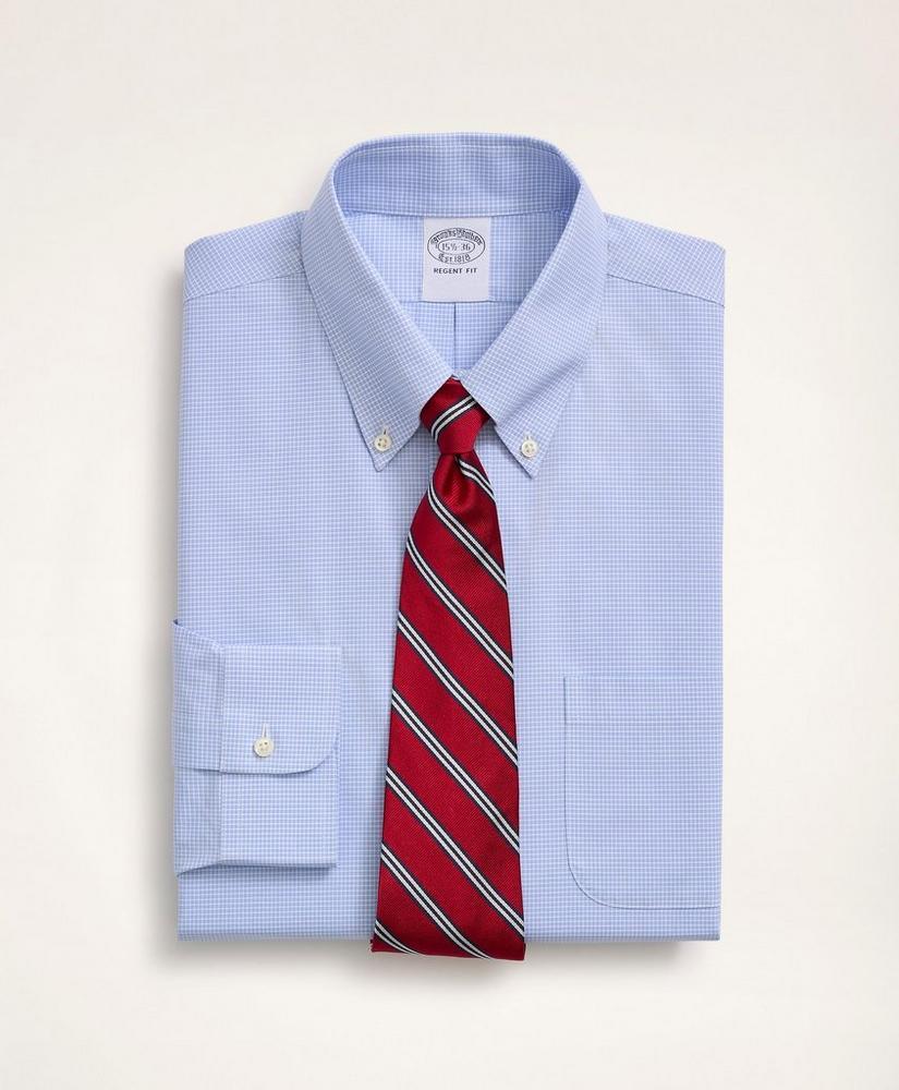 Stretch Regent Regular-Fit Dress Shirt, Non-Iron Poplin Button-Down Collar Micro-Check商品第2张图片规格展示
