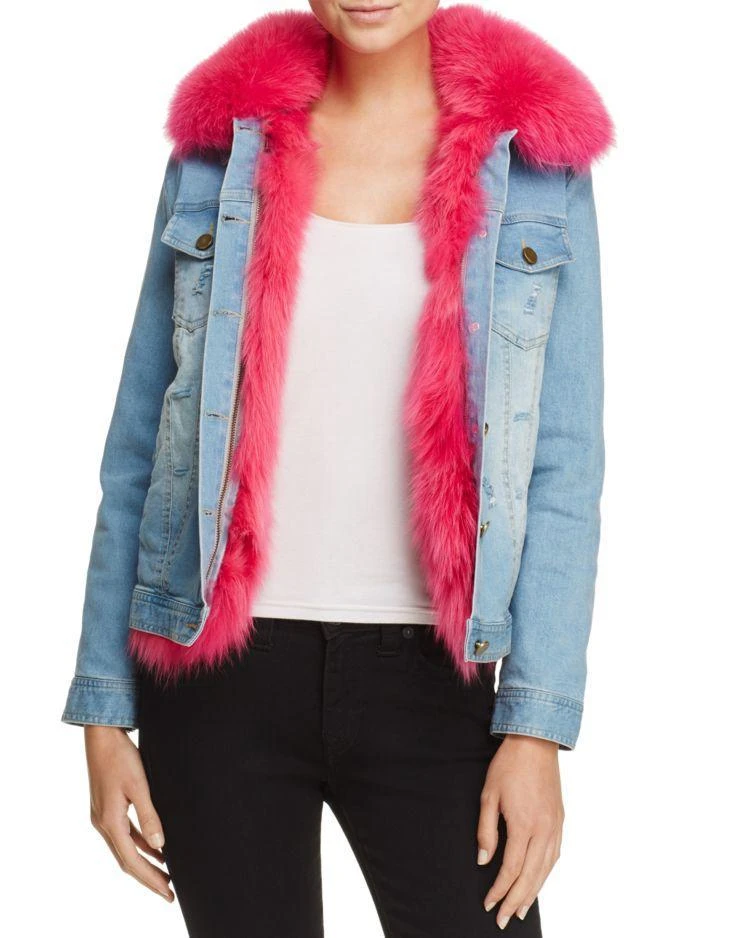 商品Peri Luxe|Fox Fur-Lined Denim Jacket - 100% Exclusive,价格¥3896,第1张图片