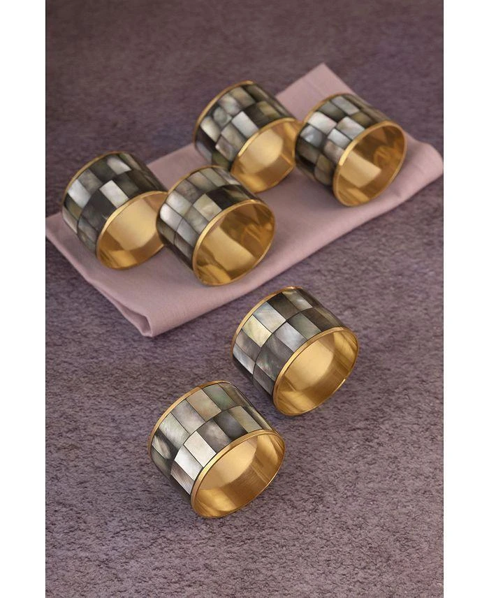 商品GAURI KOHLI|Serena Black Pearl Napkin Rings, Set of 6,价格¥529,第3张图片详细描述