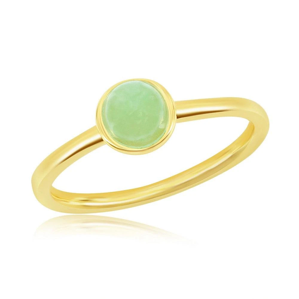 商品Simona|Sterling Silver 5MM Round Jade Solitaire Ring - Gold Plated,价格¥365,第1张图片