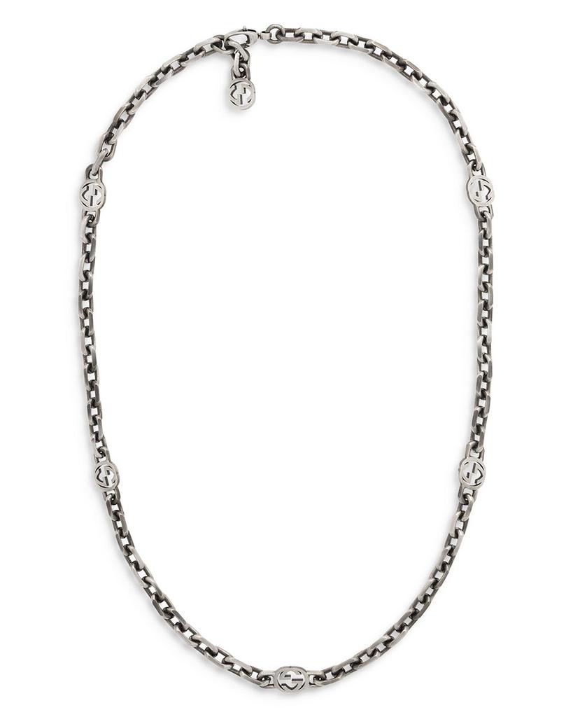 Sterling Silver Interlocking Chain Necklace, 23.6"商品第1张图片规格展示