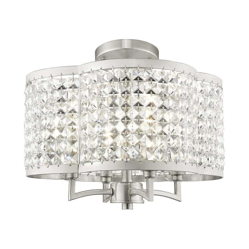 商品Livex Lighting|Four Light Brushed Nickel Convertible Mini Chandelier/Ceiling Mount,价格¥8702,第5张图片详细描述