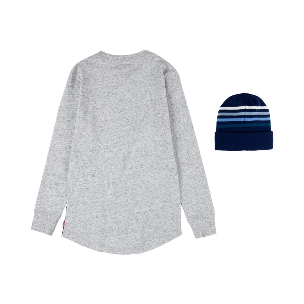 商品Levi's|Little Boys Long Sleeve T-shirt and Beanie Set,价格¥54,第2张图片详细描述