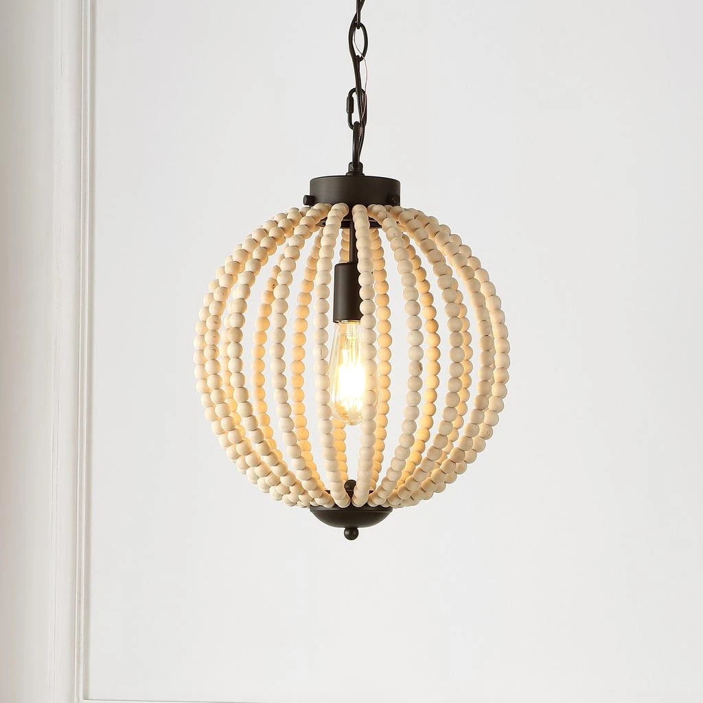 商品JONATHAN Y|Abril 12.5" 1-Light Rustic Bohemian Iron/Wood Bead LED Pendant,价格¥1165,第3张图片详细描述