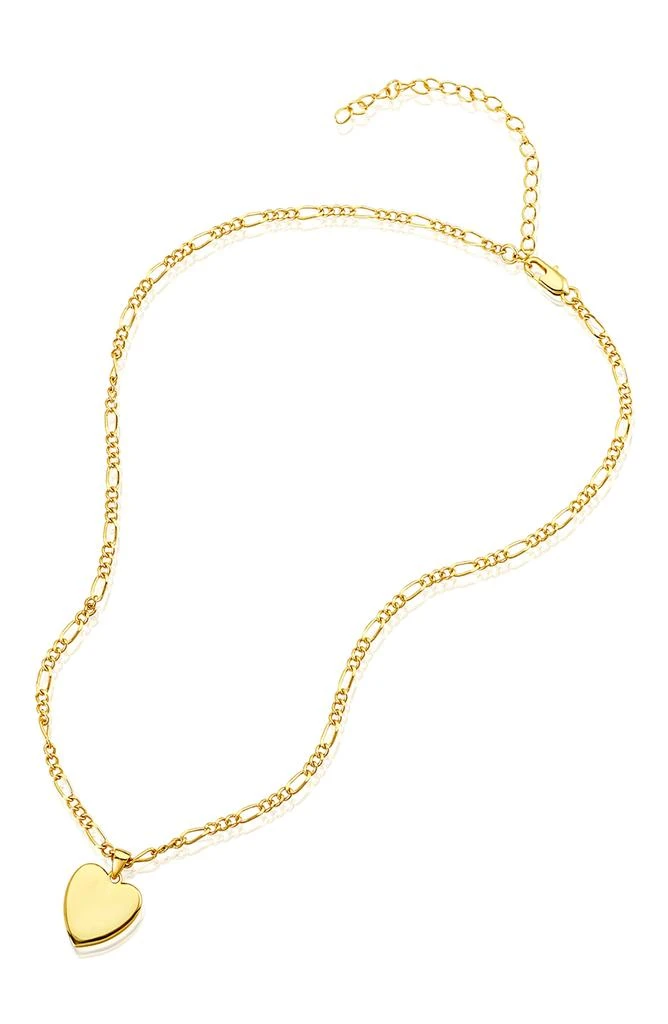 商品ADORNIA|14K Gold Plated Figaro Chain Heart Pendant Necklace,价格¥152,第3张图片详细描述