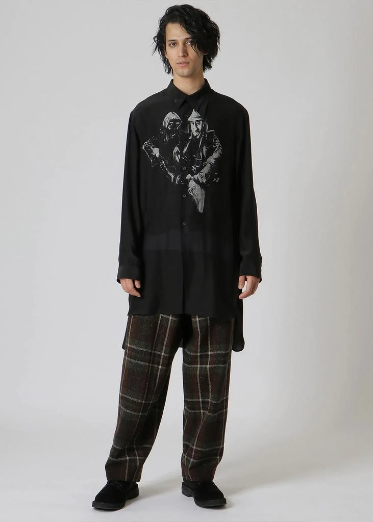 商品YOHJI YAMAMOTO|YOHJI YAMAMOTO Black Silk Print Shirt,价格¥7376,第4张图片详细描述