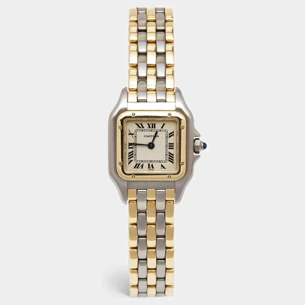 商品[二手商品] Cartier|Cartier Cream 18K Yellow Gold Stainless Panthere 112000R Women's Wristwatch 23 mm,价格¥23775,第1张图片