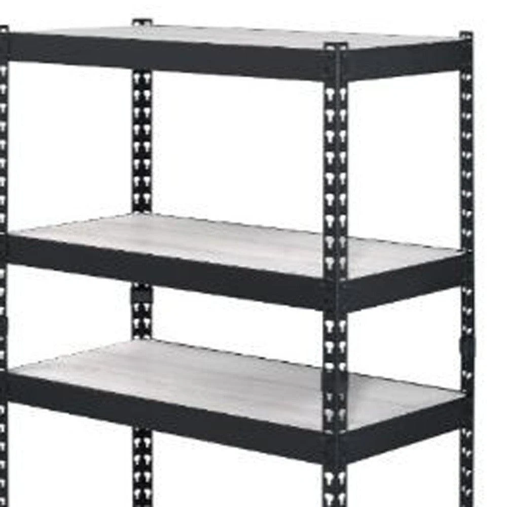 商品Homezia|48" Brown and Black Metal Adjustable Four Tier Bookcase,价格¥1810,第5张图片详细描述