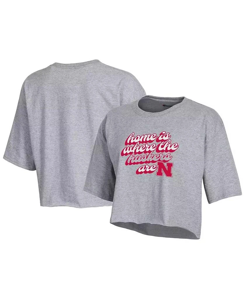 商品CHAMPION|Women's Gray Nebraska Huskers Boyfriend Cropped T-shirt,价格¥225,第1张图片