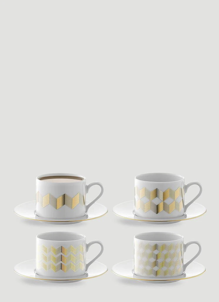 商品LSA International|Set of Four Chevron Teacup Cup and Saucer,价格¥1139,第1张图片