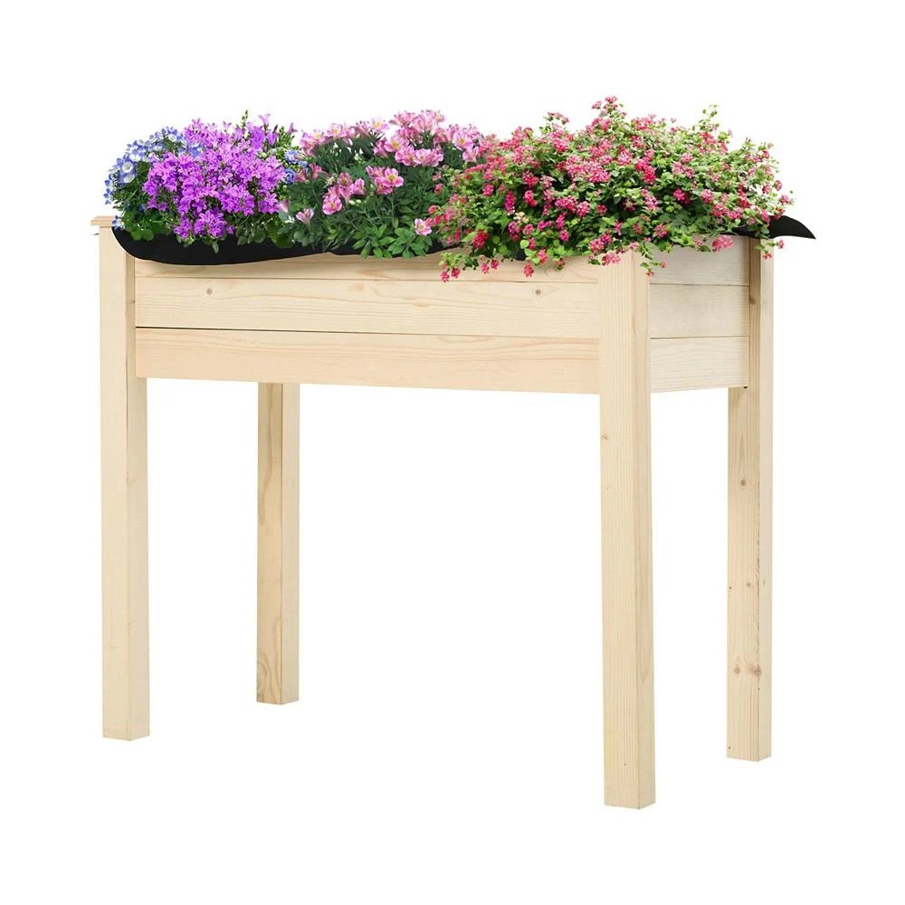 商品Outsunny|Elevated Natural Garden Plant Stand Outdoor Flower Bed Box Wooden,价格¥688,第1张图片