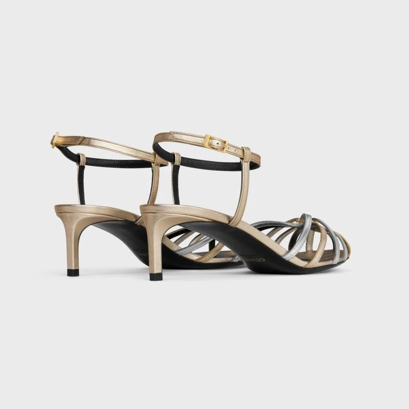 商品Celine|【预售3-7天】CELINE赛琳 女士金色/银色小牛皮凉鞋,价格¥7483,第5张图片详细描述
