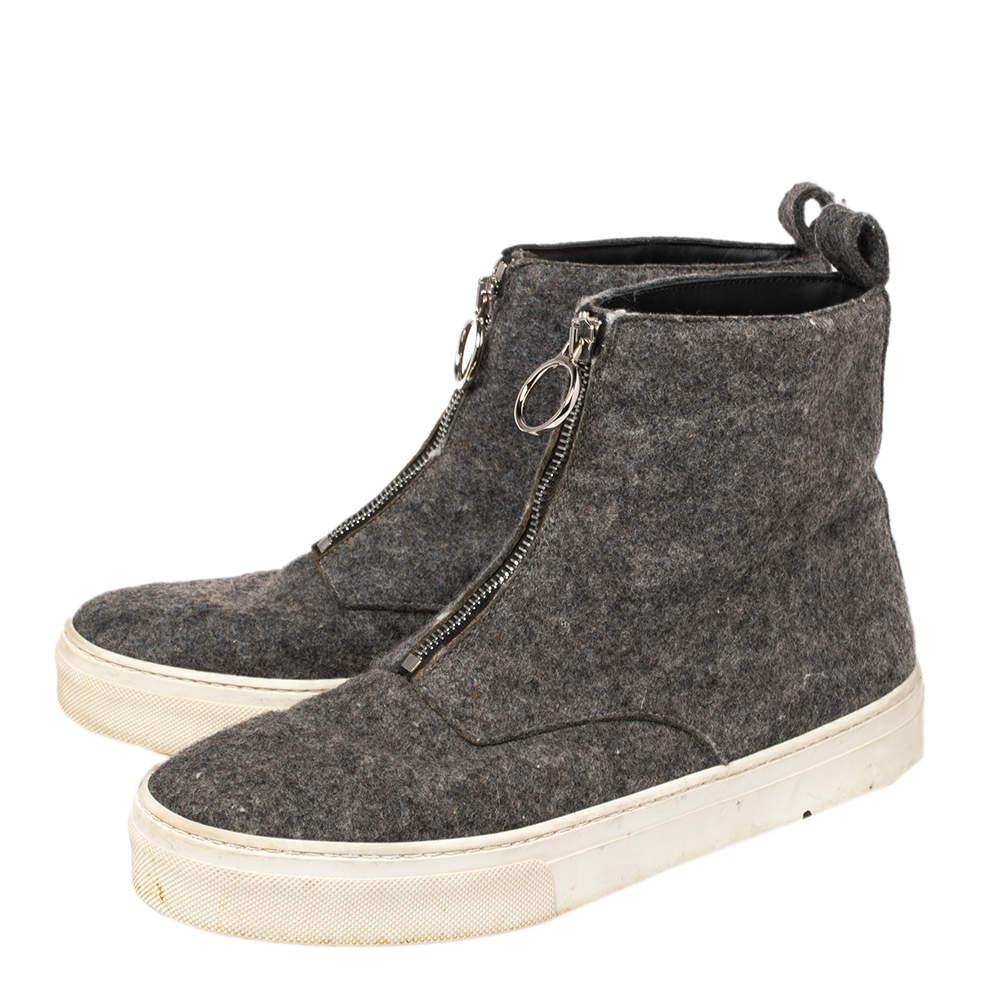 Celine Grey Wool Felt High Top Zip Up Sneaker Size 38商品第4张图片规格展示