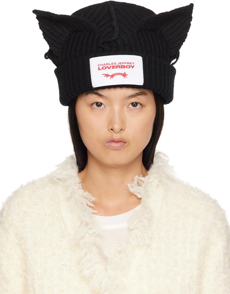 商品Charles Jeffrey Loverboy|Black Chunky Ears Beanie,价格¥1097,第1张图片