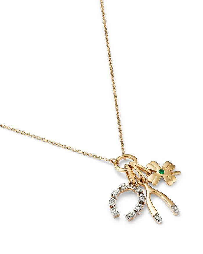 商品Bloomingdale's Fine Collection|Emerald & Diamond Luck Motif Charm Pendant Necklace in 14K Yellow Gold, 18",价格¥8830,第3张图片详细描述