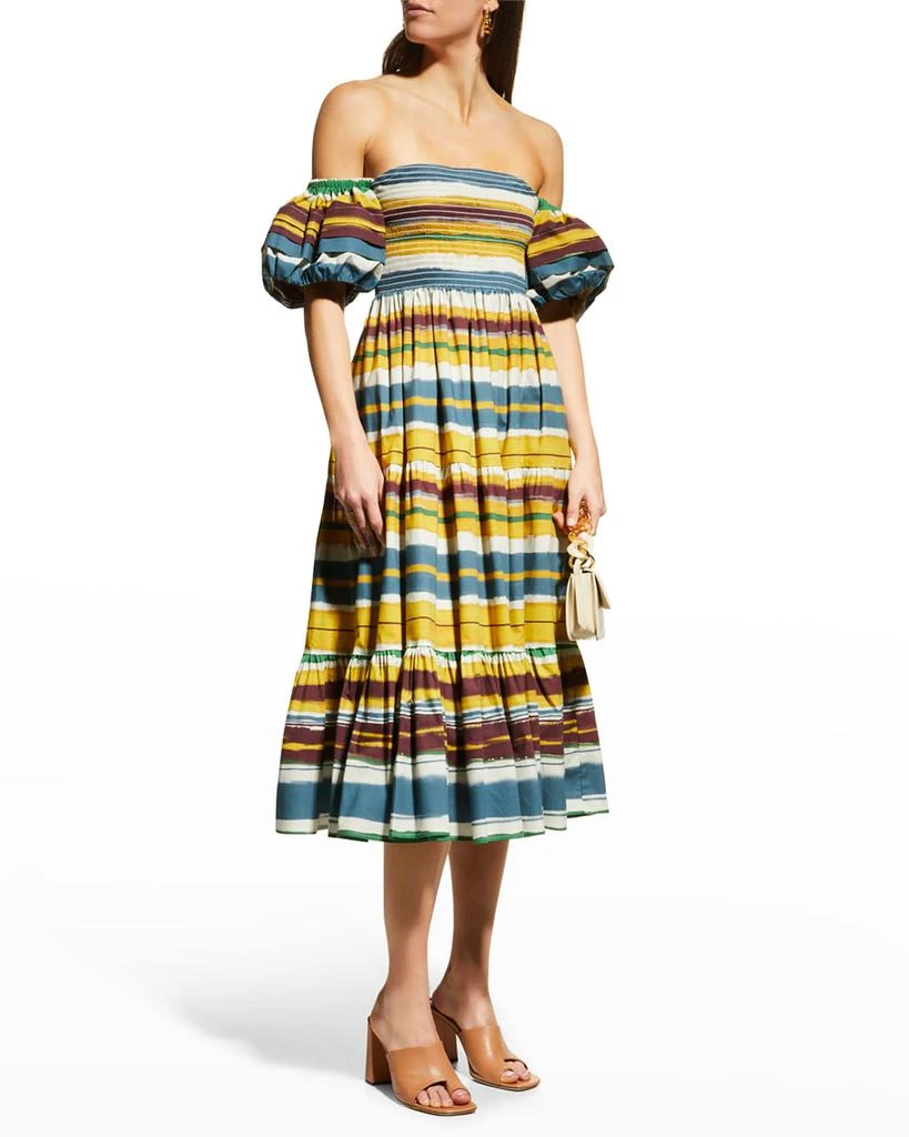 商品Autumn Adeigbo|Marise Striped Off-The-Shoulder Tiered Midi Dress,价格¥3433,第3张图片详细描述