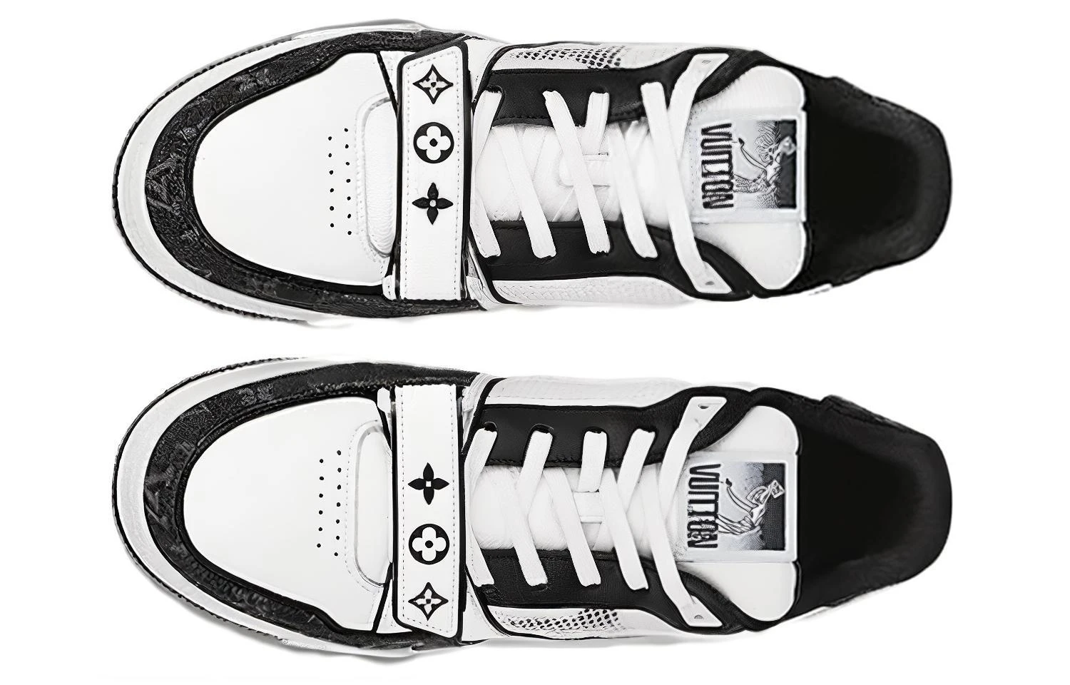 商品[国内直发] Louis Vuitton|Trainer 皮革 经典印花 中帮 板鞋 女款 黑白,价格¥12254,第6张图片详细描述