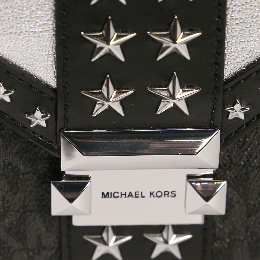 MICHAEL KORS 女士黑银PVC配皮单肩包 30H0SWHL3Y-BLKSILVER商品第2张图片规格展示