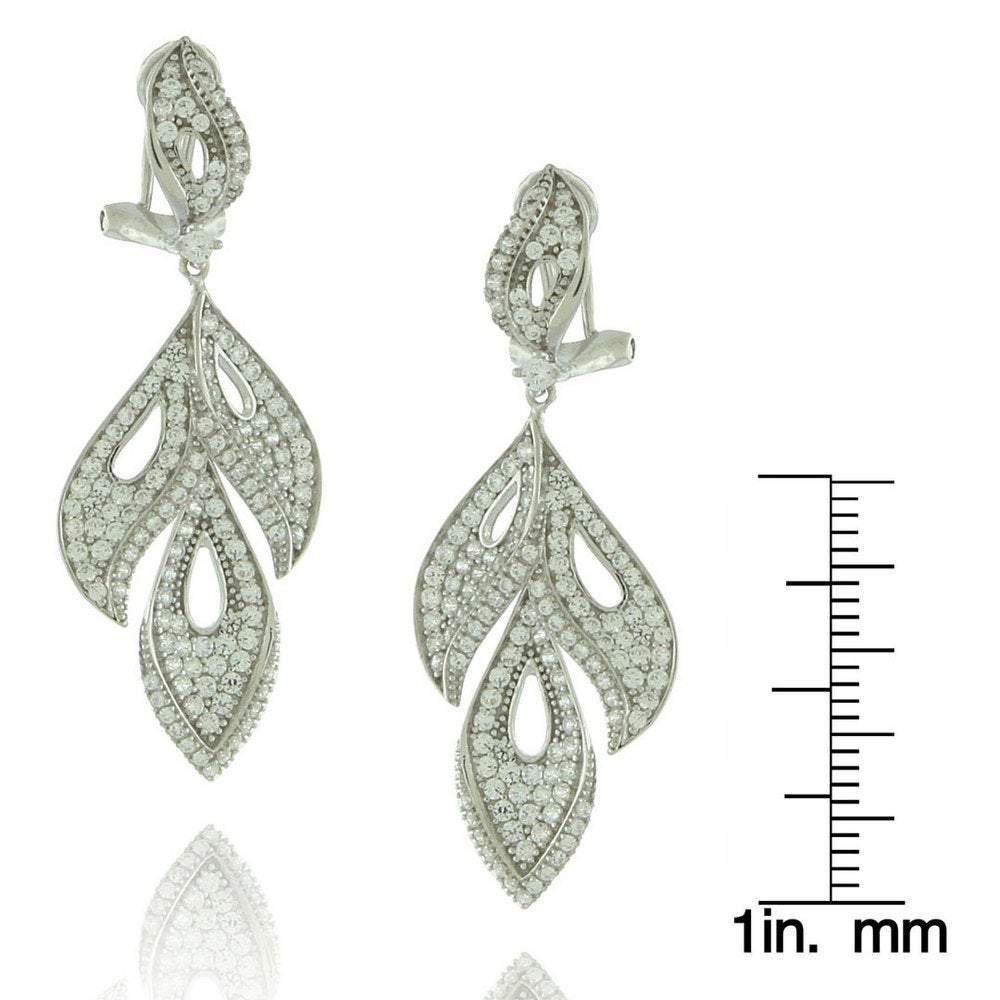 Suzy Leviann Sterling Silver White Cubic Zirconia Feather Earrings商品第2张图片规格展示