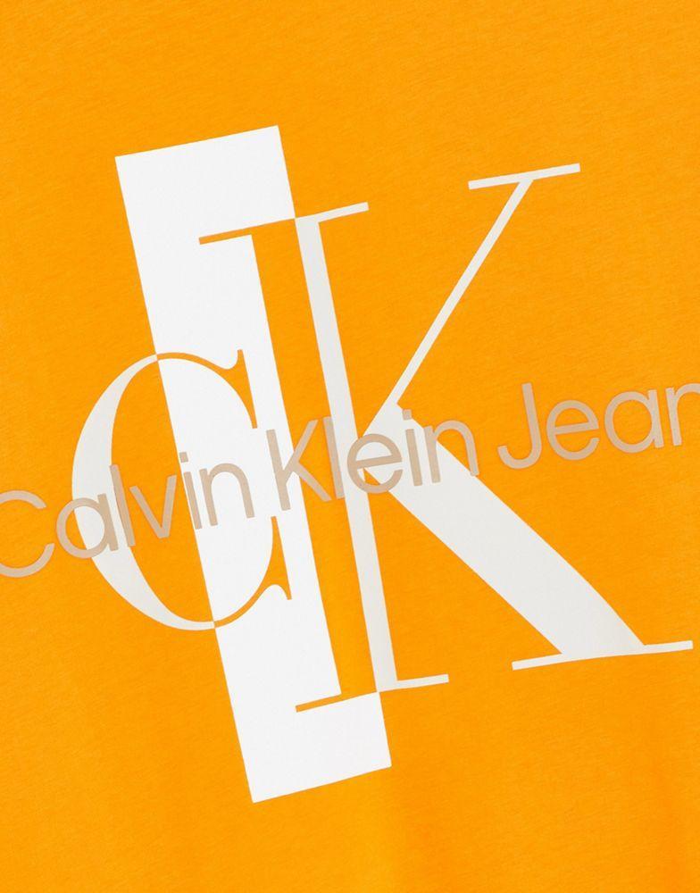 商品Calvin Klein|Calvin Klein Jeans blocking capsule back graphic boxy fit t-shirt in orange exclusive to ASOS,价格¥360,第5张图片详细描述