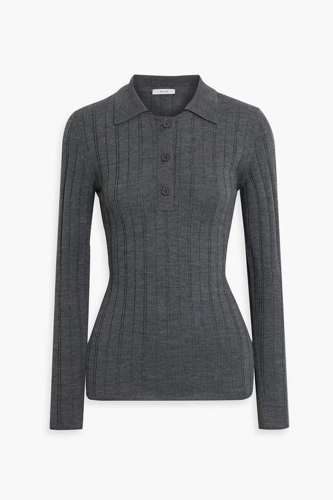 商品IRIS & INK|Sadie ribbed merino wool polo sweater,价格¥1414,第2张图片详细描述