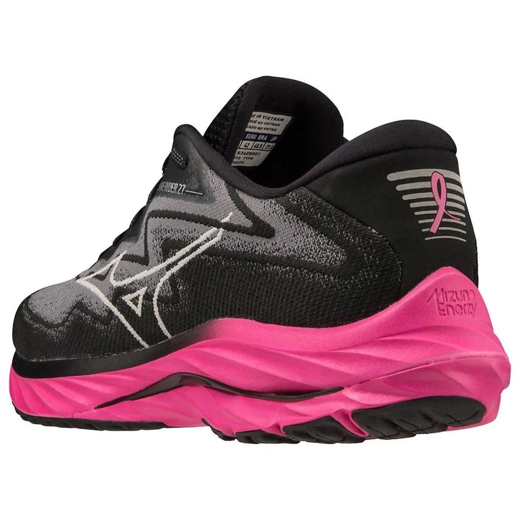 商品Mizuno|Men's Wave Rider 27 Running Shoes In Black/harbor Mist,价格¥979,第4张图片详细描述