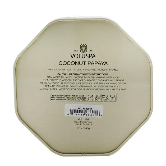 商品Voluspa|Voluspa 三烛芯八边形装饰罐香薰蜡烛 - 椰子木瓜 340g/12oz,价格¥172,第3张图片详细描述