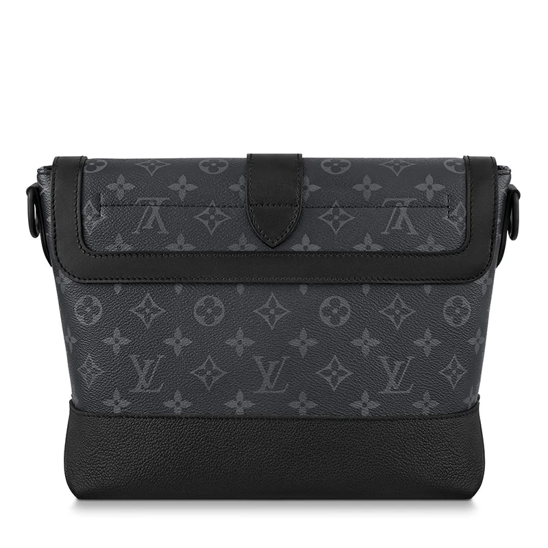 预售10天 Louis Vuitton/路易威登 经典款SAUMUR系列 男士黑色老花帆布皮革饰边配徽标织物肩带单肩斜跨邮差包M45911 商品