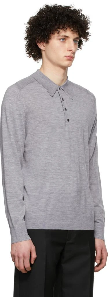 商品Theory|Grey Wool Long Sleeve Polo,价格¥381,第2张图片详细描述