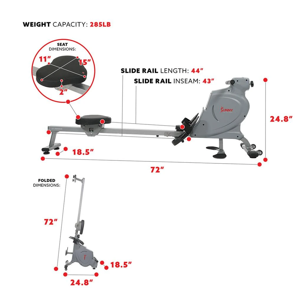 商品Sunny Health & Fitness|Sunny Health & Fitness Dual Rower Rowing Machine,价格¥2382,第5张图片详细描述