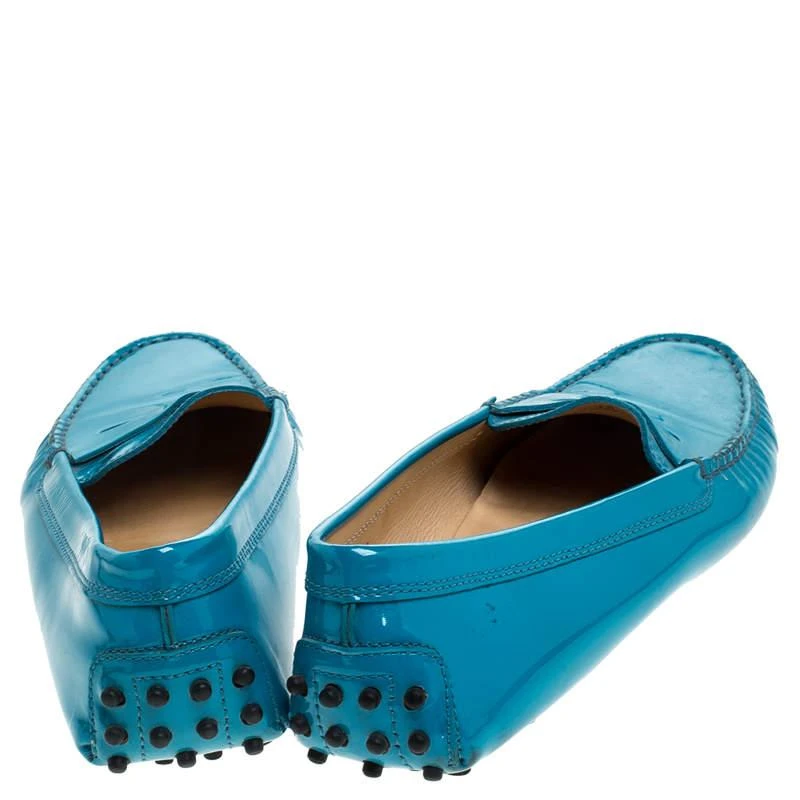 商品[二手商品] Tod's|Tod's Blue Patent Leather Penny Slip On Loafers Size 38,价格¥1342,第5张图片详细描述