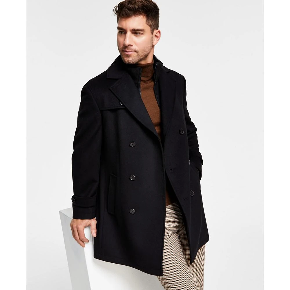 商品Ralph Lauren|Men's Classic-Fit Navy Solid Double-Breasted Overcoat with Attached Bib,价格¥577,第3张图片详细描述