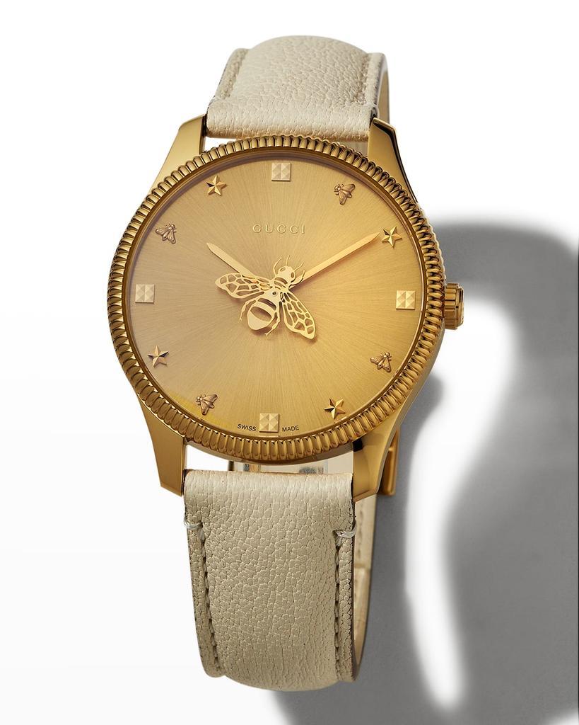 商品Gucci|36mm Golden Case Leather Strap Watch,价格¥11061,第1张图片