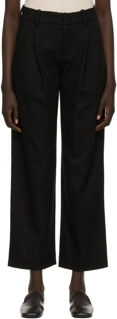 商品Vince|Black Wool Pleat Wide Trousers,价格¥648,第1张图片