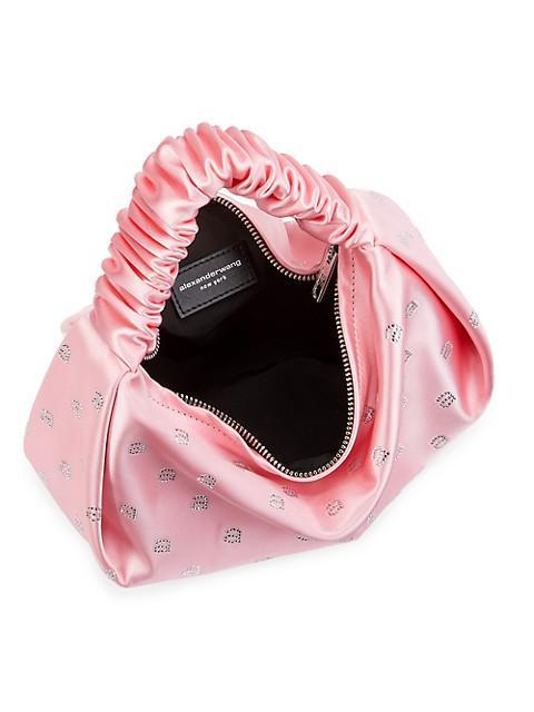 商品Alexander Wang|Mini Scrunchie Crystal-Embellished Monogram Satin Top Handle Bag,价格¥3143,第5张图片详细描述