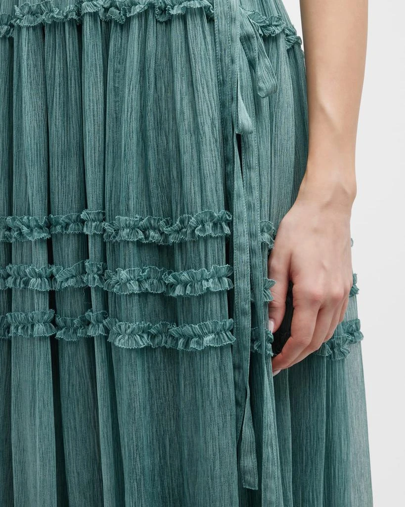 商品Ulla Johnson|Fiona Plunge Tiered Ruffle Silk Gown,价格¥3791,第5张图片详细描述