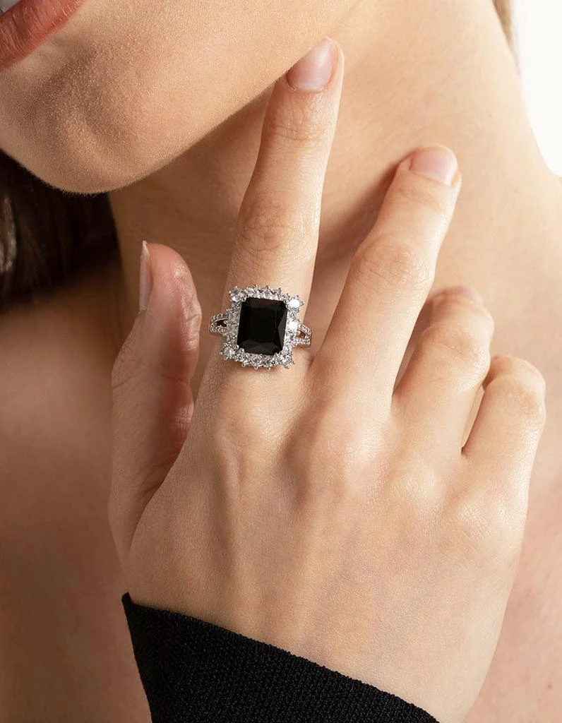 商品Lovisa|Rhodium Cubic Zirconia Emerald Ring,价格¥222,第2张图片详细描述
