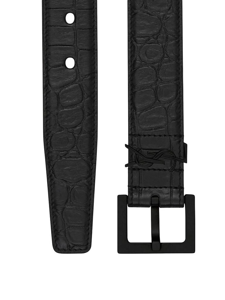 商品Yves Saint Laurent|Cassandre Belt In Crocodile Embossed Leather,价格¥5082,第2张图片详细描述