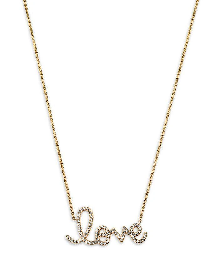 商品Sydney Evan|14K Yellow Gold Diamond Big Love Script Pendant Necklace, 18",价格¥26319,第1张图片详细描述