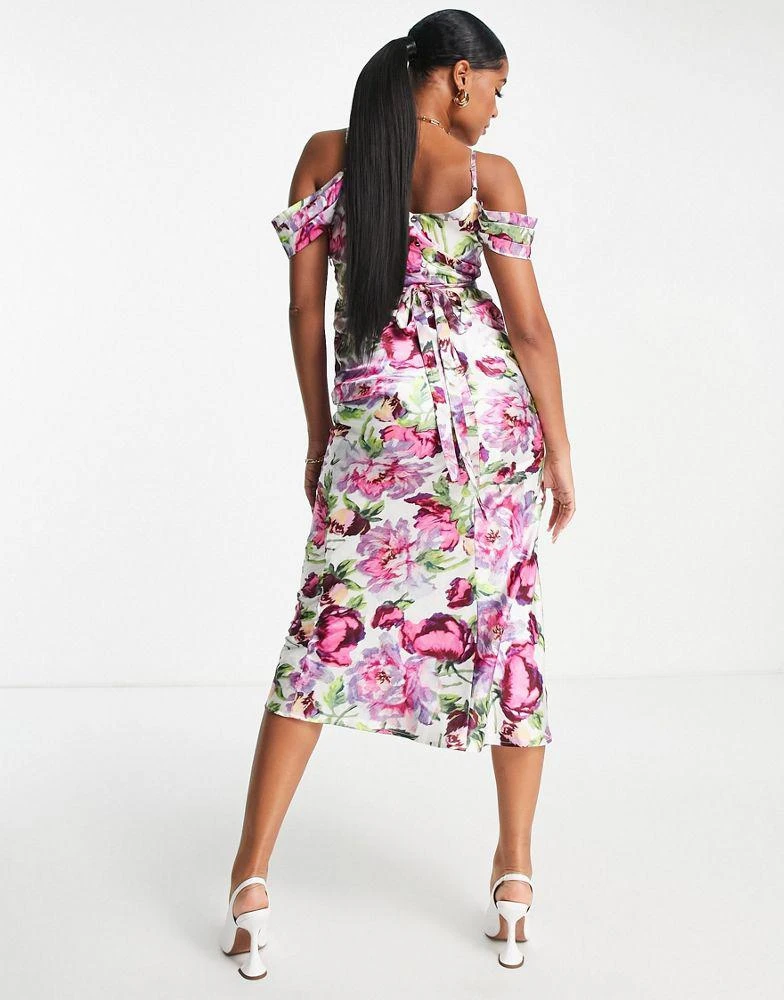商品Hope & Ivy Maternity|Hope & Ivy Maternity Kerry off shoulder printed dress in pink,价格¥291,第2张图片详细描述