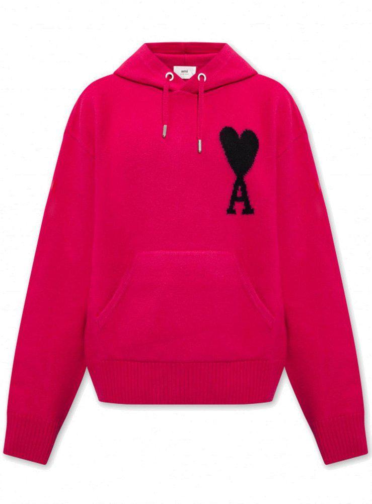 AMI De Coeur Logo Embroidered Knitted Hoodie商品第1张图片规格展示
