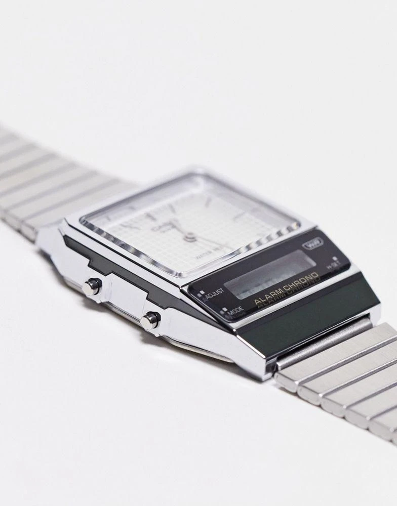 商品Casio|Casio vintage style watch with grid face in silver Exclusive at ASOS,价格¥345,第3张图片详细描述