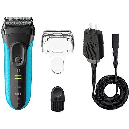 Braun Electric Series 3 Razor with Precision Trimmer, Rechargeable, Wet & Dry Foil Shaver for Men, Blue/Black, 4 Piece 商品