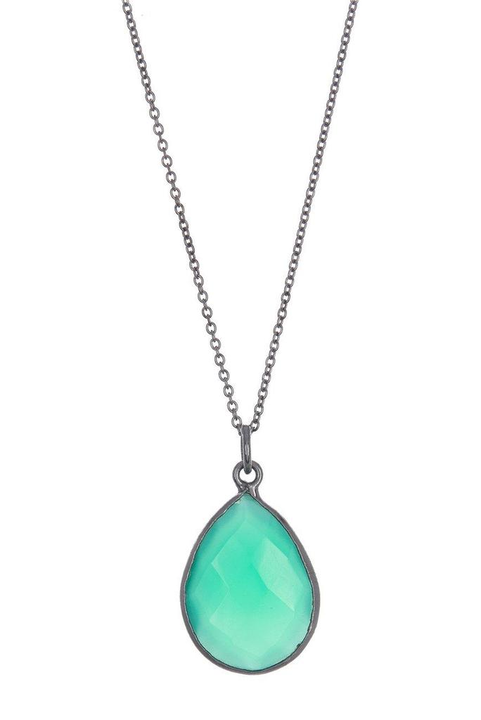 Adornia Single Green Onyx Bezeled Pendant Necklace silver商品第1张图片规格展示