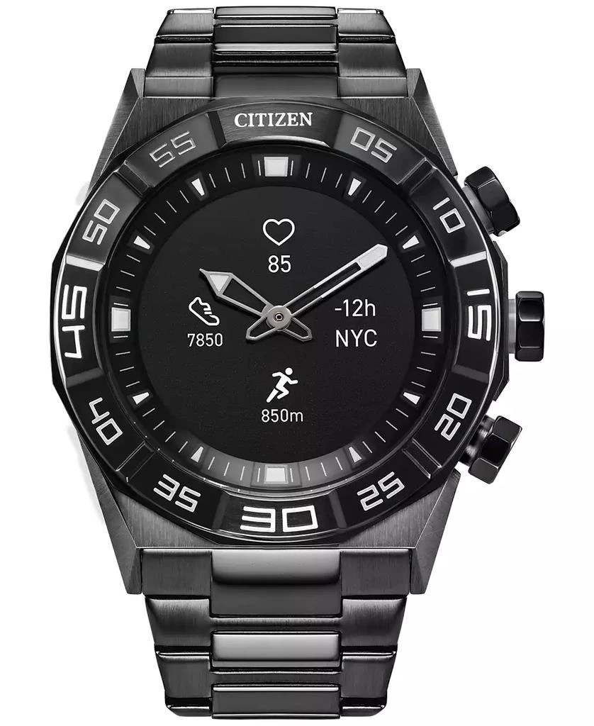 商品Citizen|Men's CZ Smart Hybrid HR Grey Ion-Plated Stainless Steel Bracelet Smart Watch 44mm,价格¥1509,第1张图片